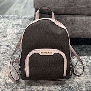 Michael Kors Dark Brown and Light Pink Backpack